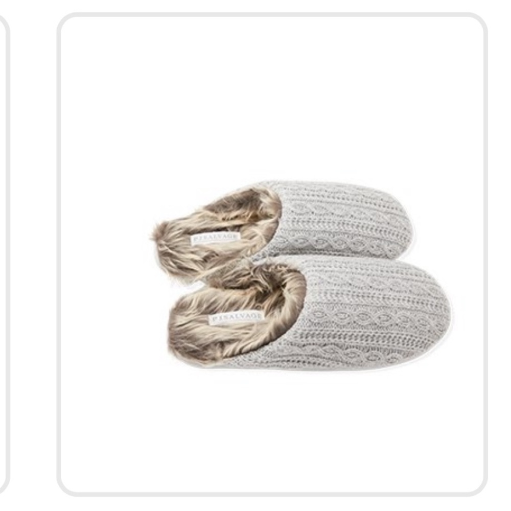 PJ Salvage Grey Cable faux fur lined Slippers